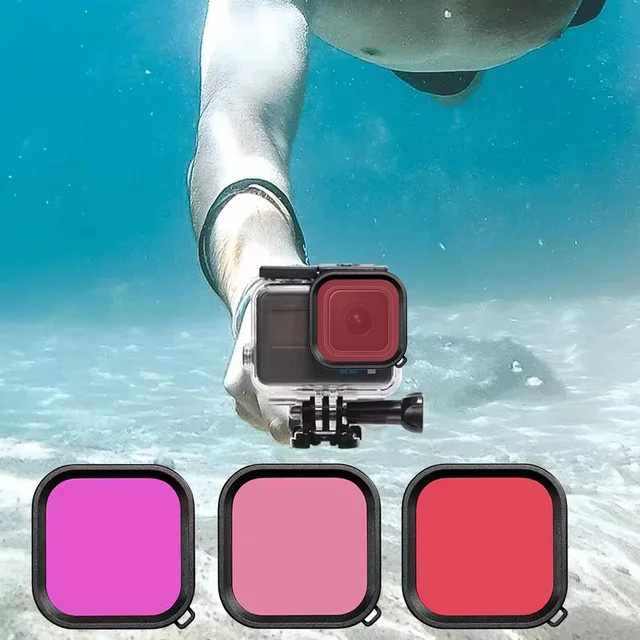 Tauchfilter für GoPro Hero13/12/11/10/9 Black zur Unterwasser-Farbkorrektur in Rot, Lila und Pink - Bild 1