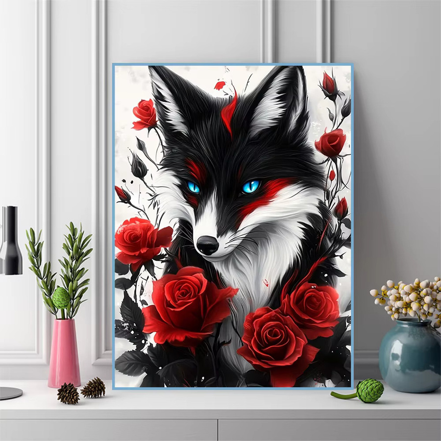 Evershine DIY Diamantmosaik Fuchs mit Blumen Wanddeko als 5D Stickerei Handwerk Kit in Multicolour, B/H: 30 x 20 cm - Bild 3