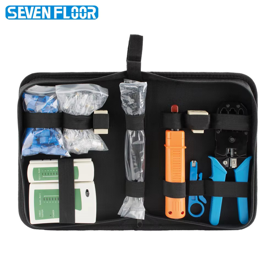 Professionelles Netzwerk-Werkzeugset mit RJ45 Crimpzange, LAN-Tester, Einpresswerkzeug und Steckverbindern inklusive Tasche - Bild 4