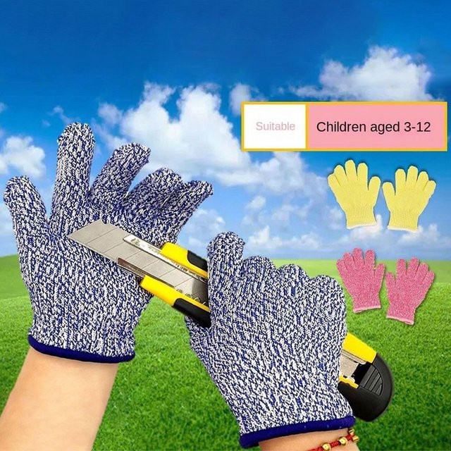 Hebel 5 Kinder Anti-Schneid-Handschuhe aus HPPE in Grau für Gartenarbeit und Sicherheit - Bild 1