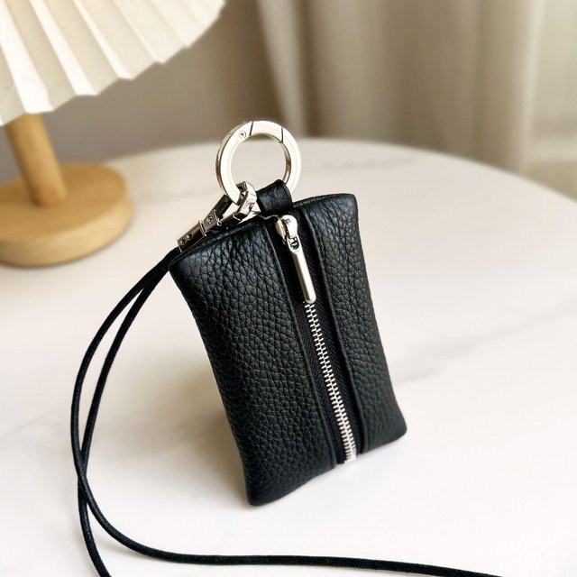 Rd lala Mini-Münzbörse mit Litschi-Textur und Halsband, Silber, Braun, Schwarz, Grau, Erwachsene - Bild 1