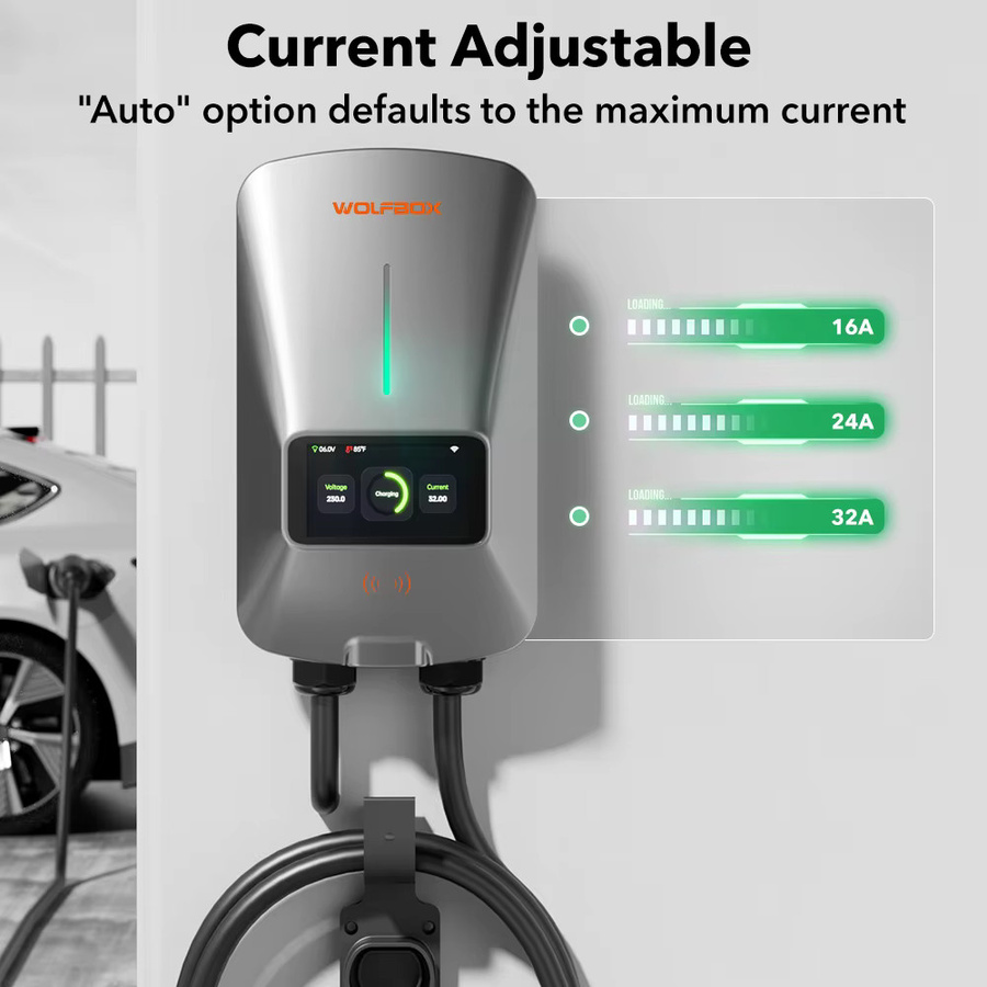 WOLFBOX EV-Ladestation Typ 2 Wallbox mit 22 kW und 32 A, Elektrofahrzeug-Ladegerät mit LCD-Bildschirm, APP-Steuerung und RFID-Karte - Bild 2