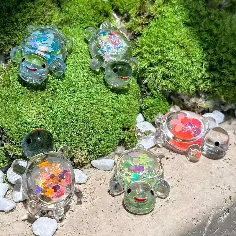 10 Stück Mini leuchtende Meeresschildkrötenstatuen aus Kunstharz in transparent für Garten-Mikrolandschaften und DIY-Perlenhandwerk - Bild 4