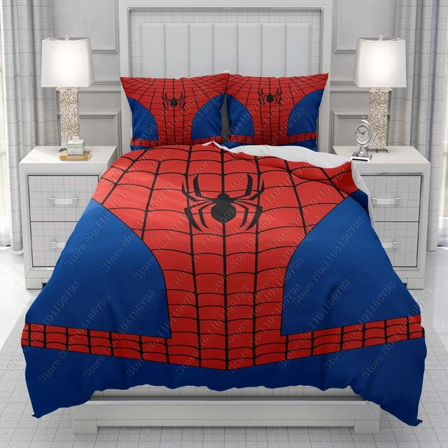 Spiderman Bettwäsche-Set aus Polyester in Rot mit Motiv für Kinder und Erwachsene, bestehend aus Bettbezug und Kissenbezügen, B/H: 180 x 210 cm - Bild 1