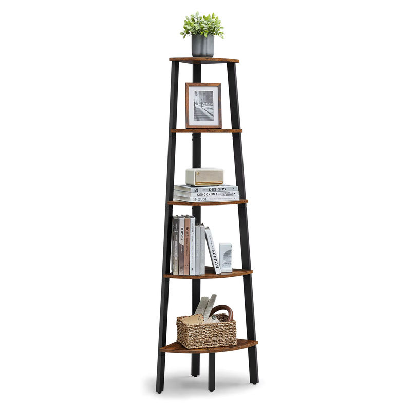 VASAGLE Eckregal im Industrie-Design mit 5 Ablagen und Metallrahmen für dein Wohnzimmer oder Home Office - Bild 2