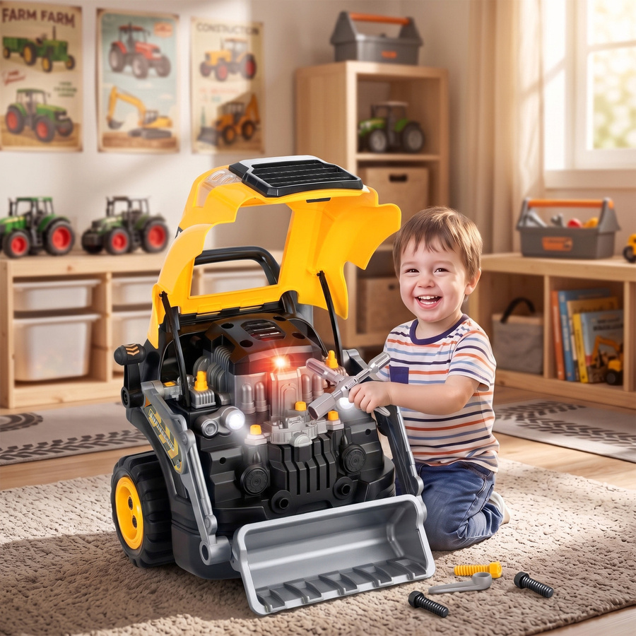 AIYAPLAY Motorspielzeug Bagger Autoreparaturset, mit Licht und Sound, 68-teilig, ab 3 Jahre - Bild 2