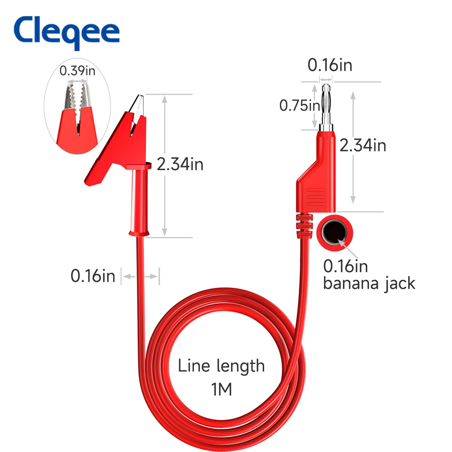 Cleqee P1037 Messleitung Set mit 10 Stück, 4 mm Bananenstecker und Krokodilklemmen, flexibles Kabel, Länge: 1 m - Bild 2