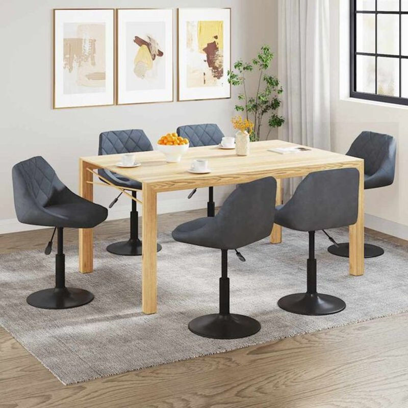 Vidaxl Esszimmerstühle 6er Set modern drehbar in Anthrazit und Grau aus Samt - Bild 1