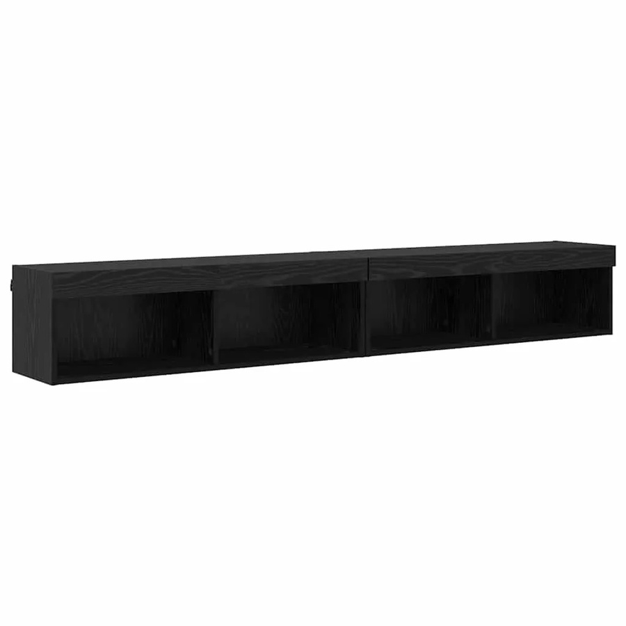 vidaXL TV-Schrankset mit LED in Schwarz und Eichen-Optik aus Holzwerkstoff - Bild 2