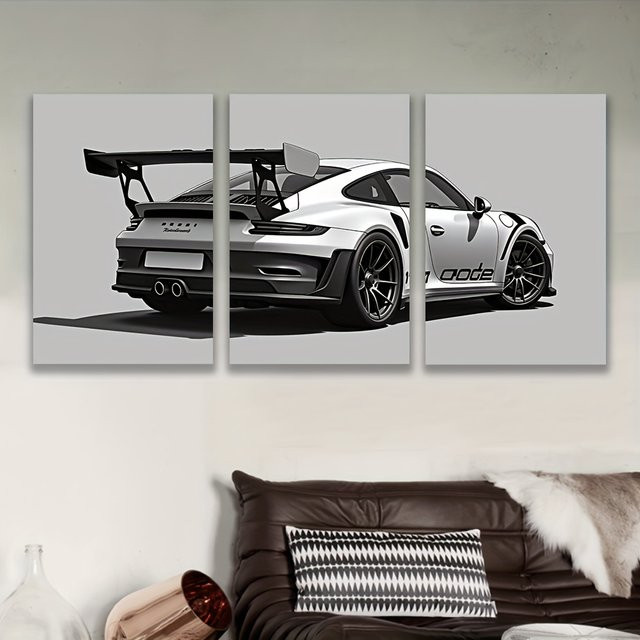 Potdemiel Leinwandgemälde Set mit 3 Stück Motiv Auto Modern Rahmenlos - Bild 1