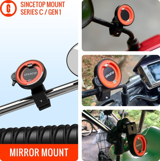 Sincetop Elektrische Motorrad-Rückspiegel-Handyhalterung aus Aluminiumlegierung in Schwarz für dein Smartphone und die Navigation - Bild 1