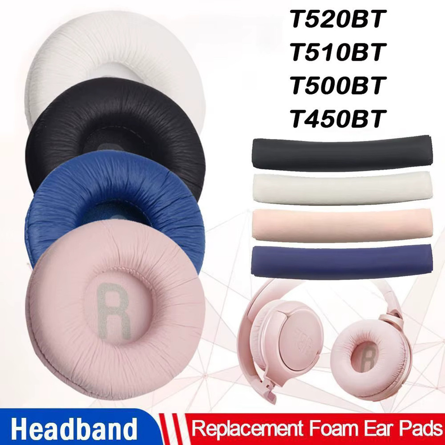 Ersatz-Ohrpolster und Kopfbügel-Kissenbezug aus Proteinleder für JBL T520BT T510BT T500BT T450BT, 1 Paar, Schwarz und Multicolour - Bild 2