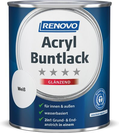 RENOVO Acryl-Buntlack für Holz, weiß, glänzend, 0,75 l - Bild 1