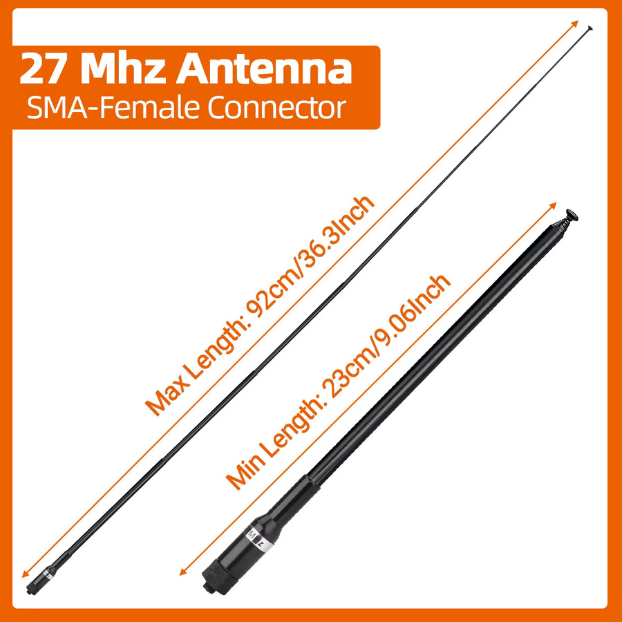 ABBREE CB-05 CB Radio Antenne 27MHz mit SMA-Buchse für Handheld Teleskop Walkie Talkie, kompatibel mit BAOFENG UV-5R Mini UV-21Pro UV-32, Schwarz - Bild 3