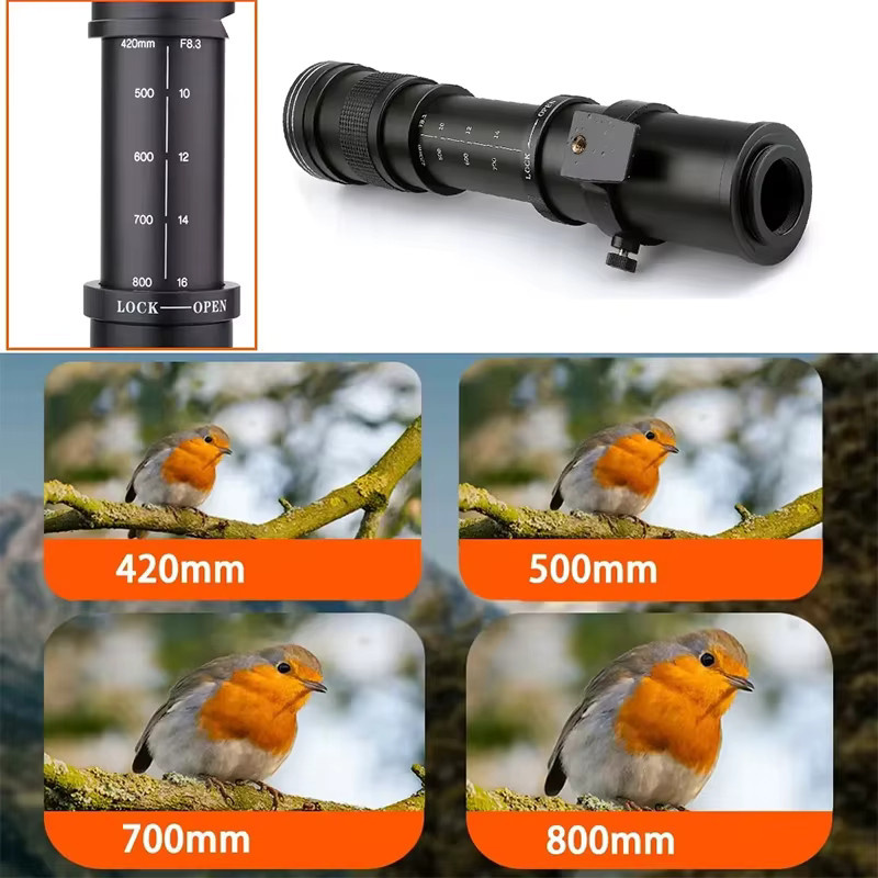 Lightdow manuelles Telezoomobjektiv 420–800 mm f/8,3–16 für Canon RF, Canon EF, Nikon F, Nikon Z und Sony E Mount - Bild 3