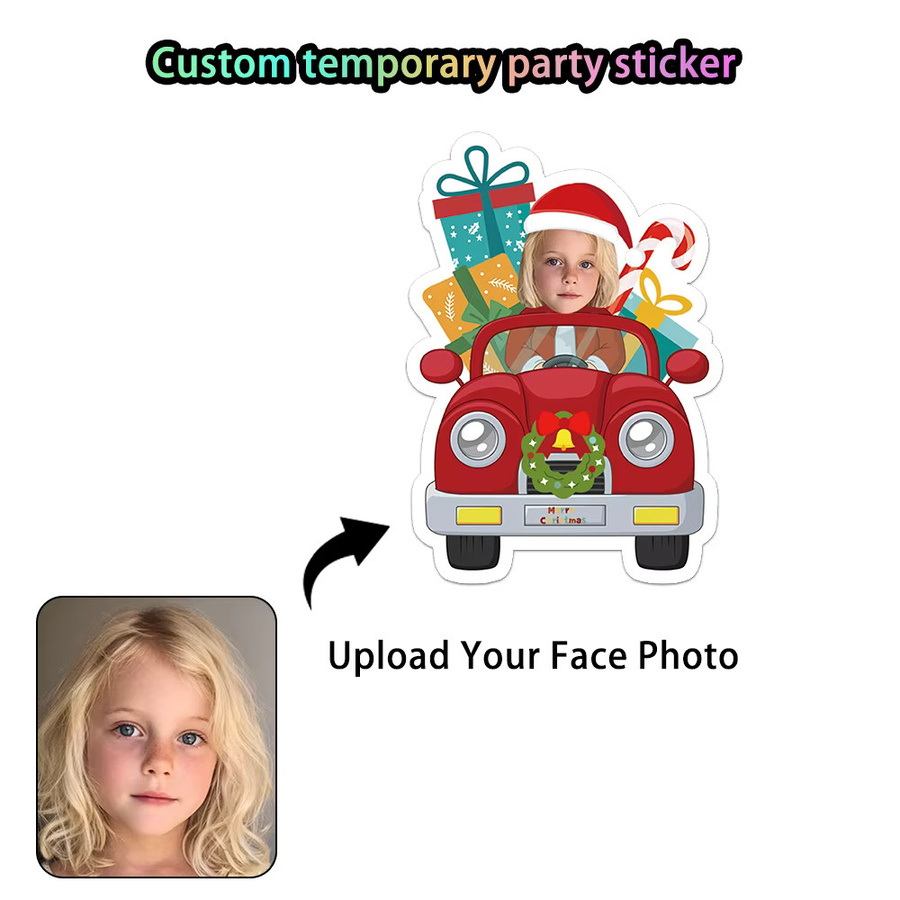 20 Stück personalisierte Weihnachts-Gesichtsaufkleber von Cyuan mit Auto-Weihnachtsmann-Design-Hüten in Mehrfarbig - Bild 5
