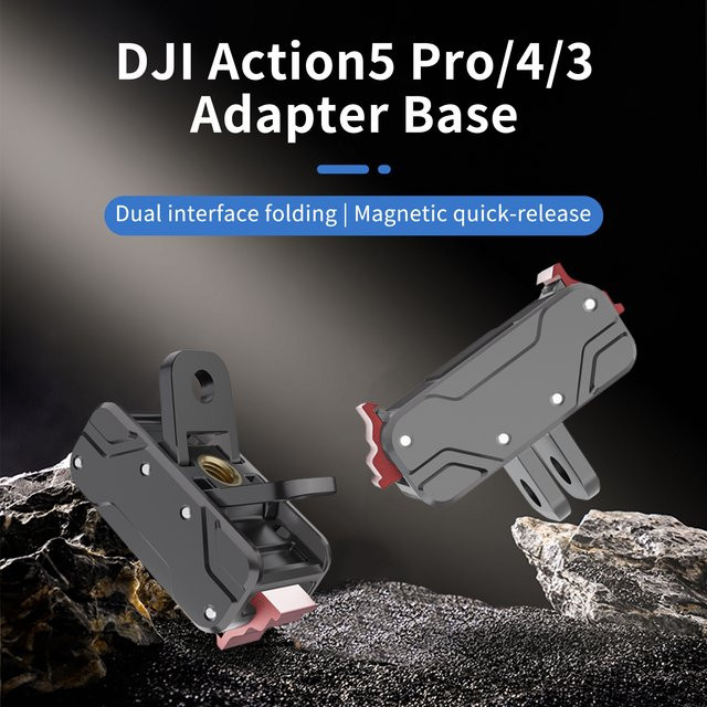 DJI Magnetischer Base Mount Adapter mit Quick Release und Anti-Rutsch-Stoßdämpfung für DJI Action 3, 4 und 5 Pro, Schwarz - Bild 1