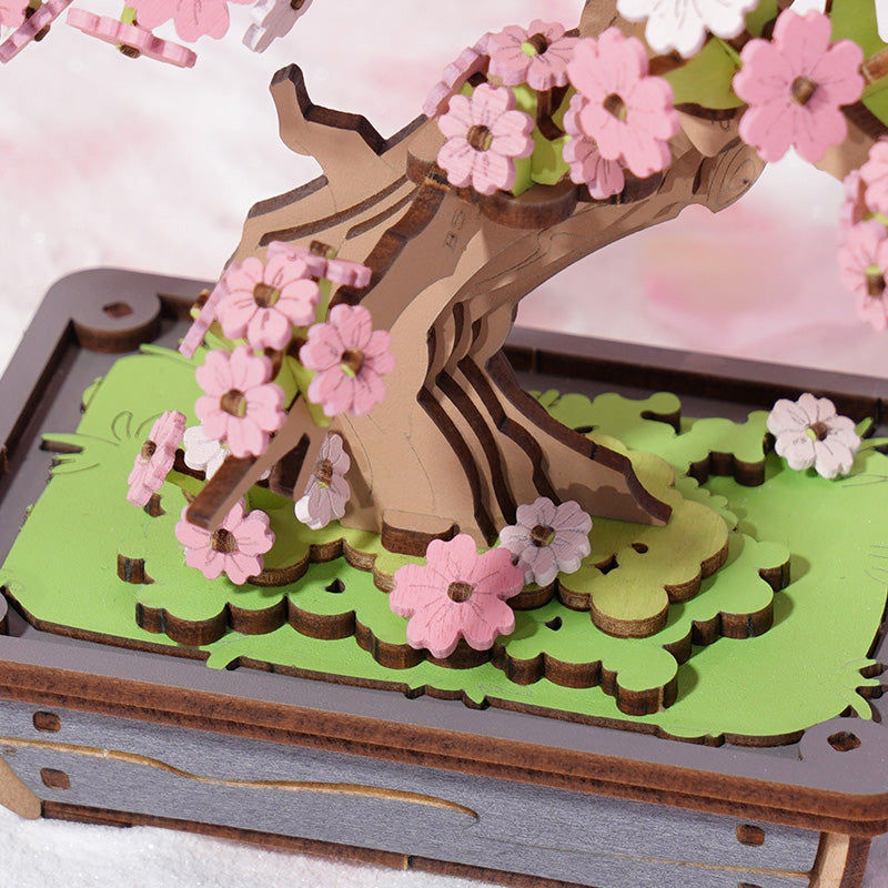 ROBOTIME Rolife Sakura Bonsai DIY Holz 3D Puzzle TG415 in Rosa und Weiß - Bild 2