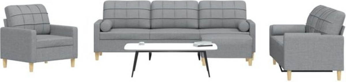 4-tlg. moderne Sofagarnitur mit Fußhocker und Dekokissen in Grau von Vidaxl - Bild 1