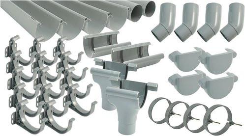 MARLEY Dachrinnen-Set aus PVC in Grau mit 75 mm Nennweite - Bild 1