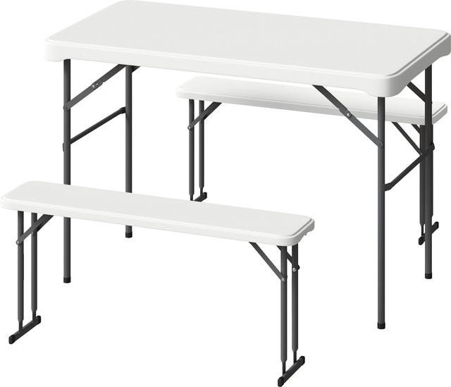 Outsunny Campingtisch- und Stuhlset hellgrau, klappbares Set mit Tisch und Stühlen für Erwachsene, Breite: 113 cm - Bild 1