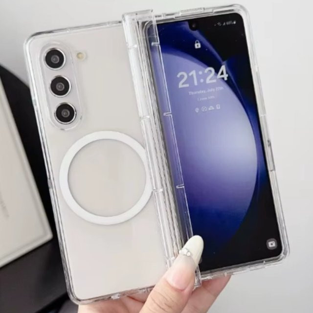 Transparente magnetische kabellose Lade-Handyhülle mit Scharnierschutz für Samsung Galaxy Z Fold 7 6 5 4 3 5G - Bild 1