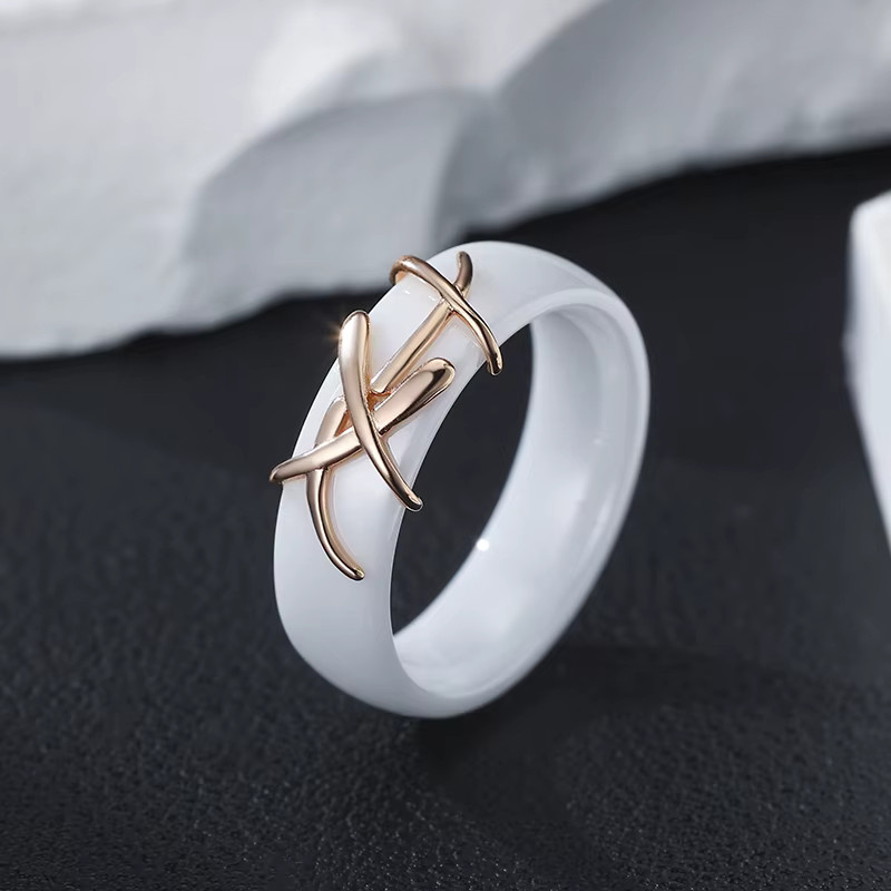 Wbmqda Ring Keramik, 585 Roségold, Damen, 7 mm - Bild 3