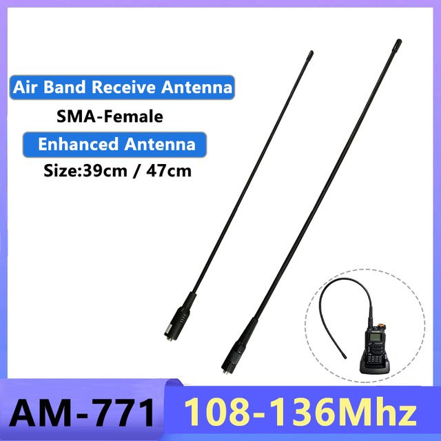 RONGYIN Air Aviation Band AM-771 Antenne 108-136 MHz in Schwarz für Quansheng UVK5 UVK6 UV5R Plus, Baofeng UVK5M und Radtel Rt-490 Rt-68 4b Walkie Talkie - Bild 1