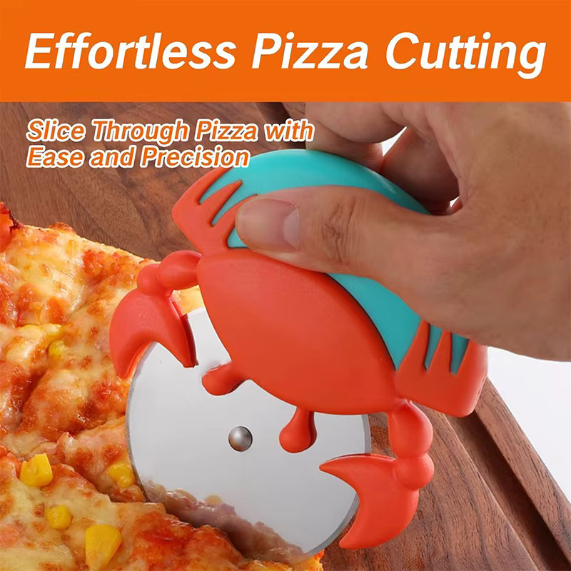 Krabbenförmiger Pizzaschneider LMETJMA aus Edelstahl mit scharfer Klinge und Komfortgriff in Silber und Multicolour - Bild 3