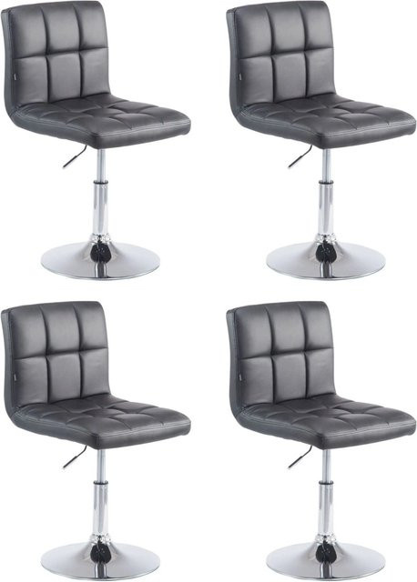 4er Set DELUKE Barhocker BANGKO in Schwarz aus Kunstleder, höhenverstellbare Tresenhocker mit Lehne und 360 Grad Drehsitz, B/T/H: 44 x 49 x 74 cm - Bild 1