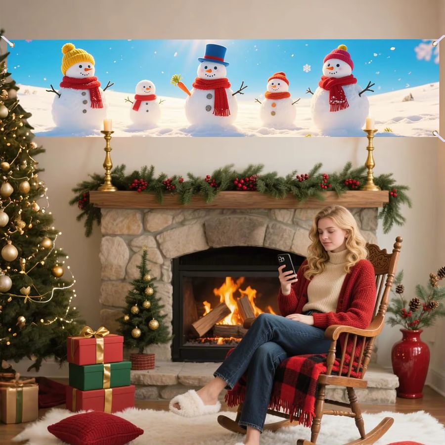 VIKAMA Weihnachts Banner mit Schneemann und Rentier für Indoor und Outdoor, Multicolor, B/H: 180 x 35 cm - Bild 6