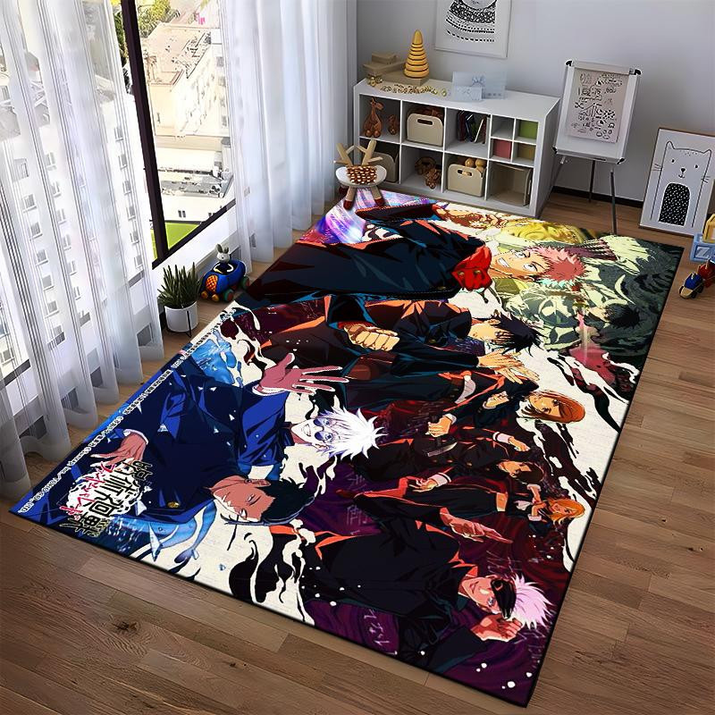 Haisilk Moon Anime-Teppich mit Jujutsu Kaisen Charakteren, rutschfest und waschbar, Rechteck, B/T: 60 x 40 cm, Multicolour - Bild 3