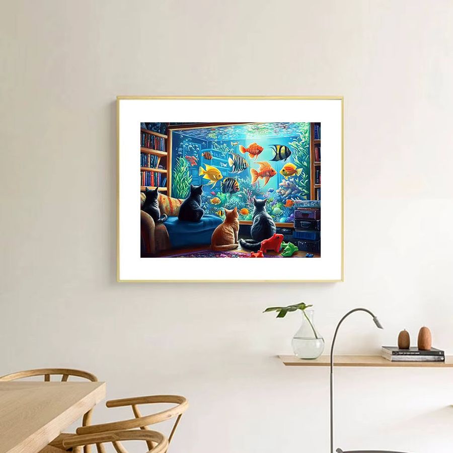 Huacan Diamond Painting Set Katze und Fisch in Multicolor, Wandbild mit Strasssteinen, B/H: 30,0 x 20,0 cm - Bild 3