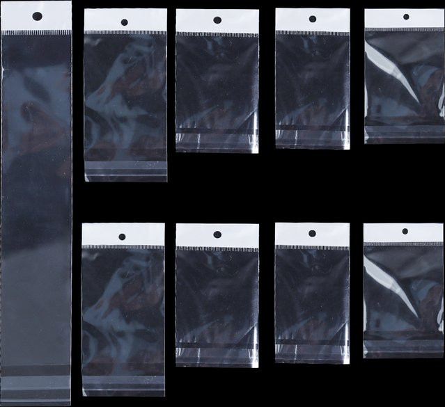 50 Stück selbstklebende OPP-Verpackungsbeutel aus Kunststoff mit weißer Karte und Loch für Schmuck und Geschenke von filluck, transparent - Bild 1