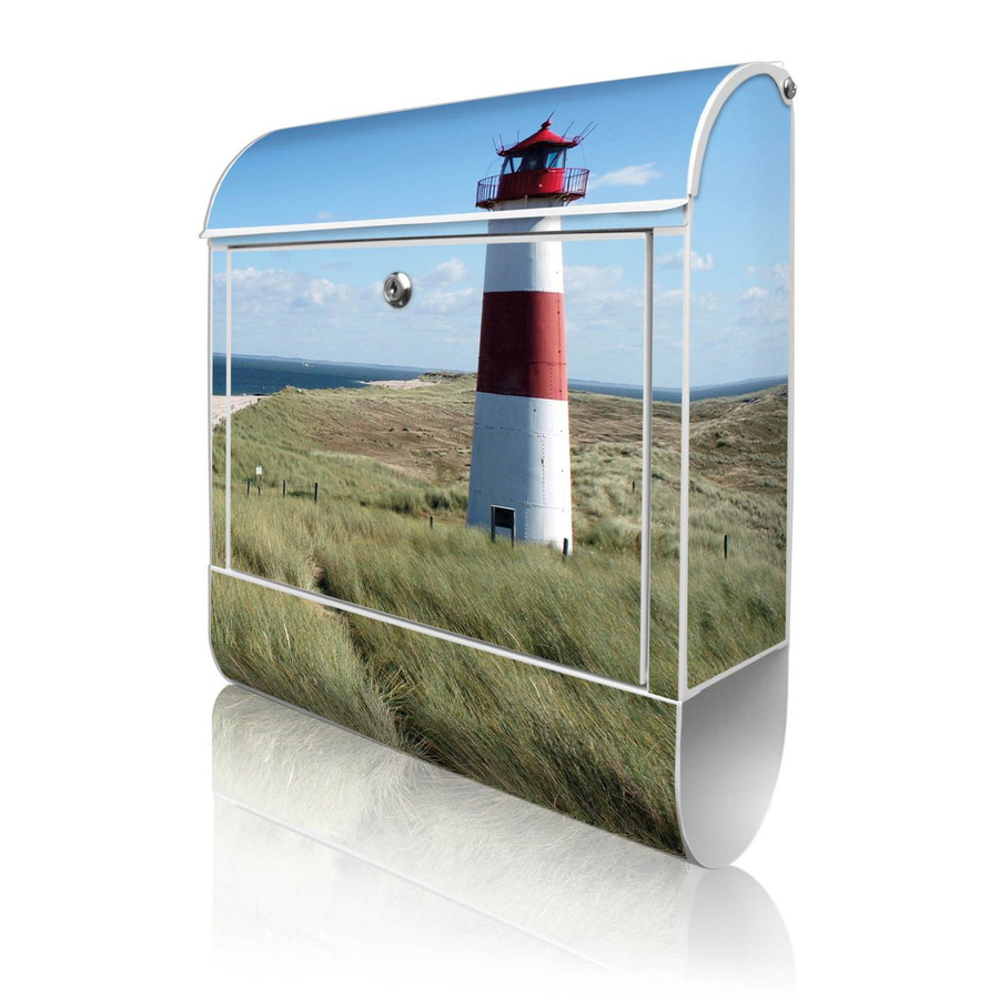 banjado Wandbriefkasten mit Leuchtturm Motiv in Weiß inklusive Zeitungsfach, B/H/T: 38 x 47 x 13 cm - Bild 1