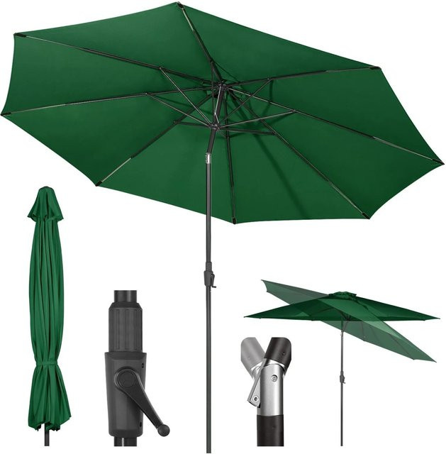 Sekey Sonnenschirm Gartenschirm mit Kurbel in Grün aus Polyester und Metall - Bild 1