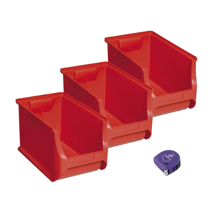 vasalat Set Stapelboxen aus Kunststoff, Rot, 3 Stück, B/T/H: 35,5 x 20,5 x 20 cm - Bild 2