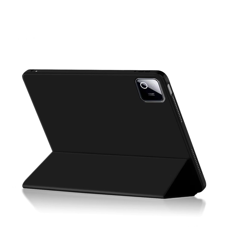 AJIUYU Schutzhülle für Xiaomi Pad 8 und Pad 7 Pro 11,2 Zoll, dreifach faltbare PU-Lederhülle mit weicher Rückseite und Ständer, Schwarz - Bild 2
