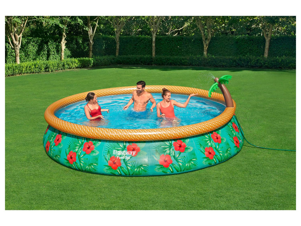 BESTWAY Fast Set Pool Paradise Palms aufblasbarer Rundpool in Multicolour, Durchmesser: 457 cm, Höhe: 84 cm - Bild 2