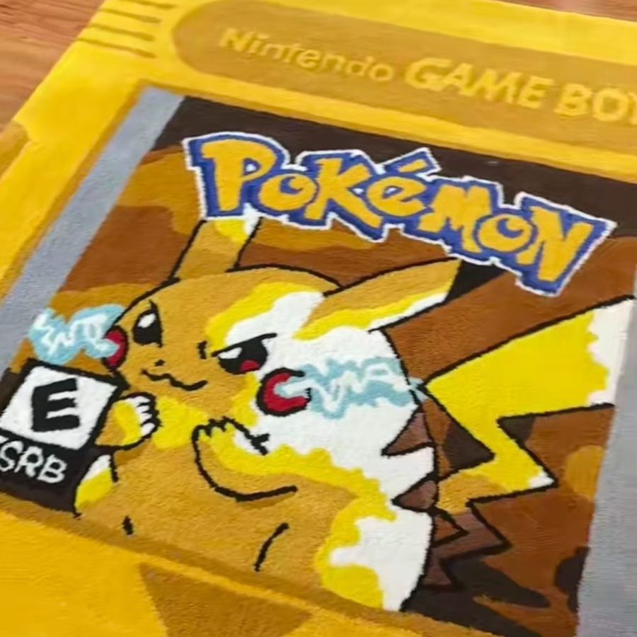 Pokémon Plüschteppich im Spielmodul-Design mit Pikachu und Gengar in Gelb - Bild 2
