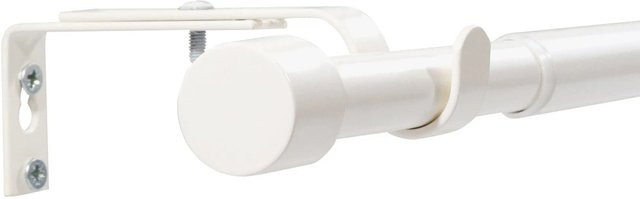 Deco-Raum Gardinenstangen Set Ausziehbar 1-Lauf Kappe Flexa Weiß Ø 16/19 mm 160-300 cm - Bild 1