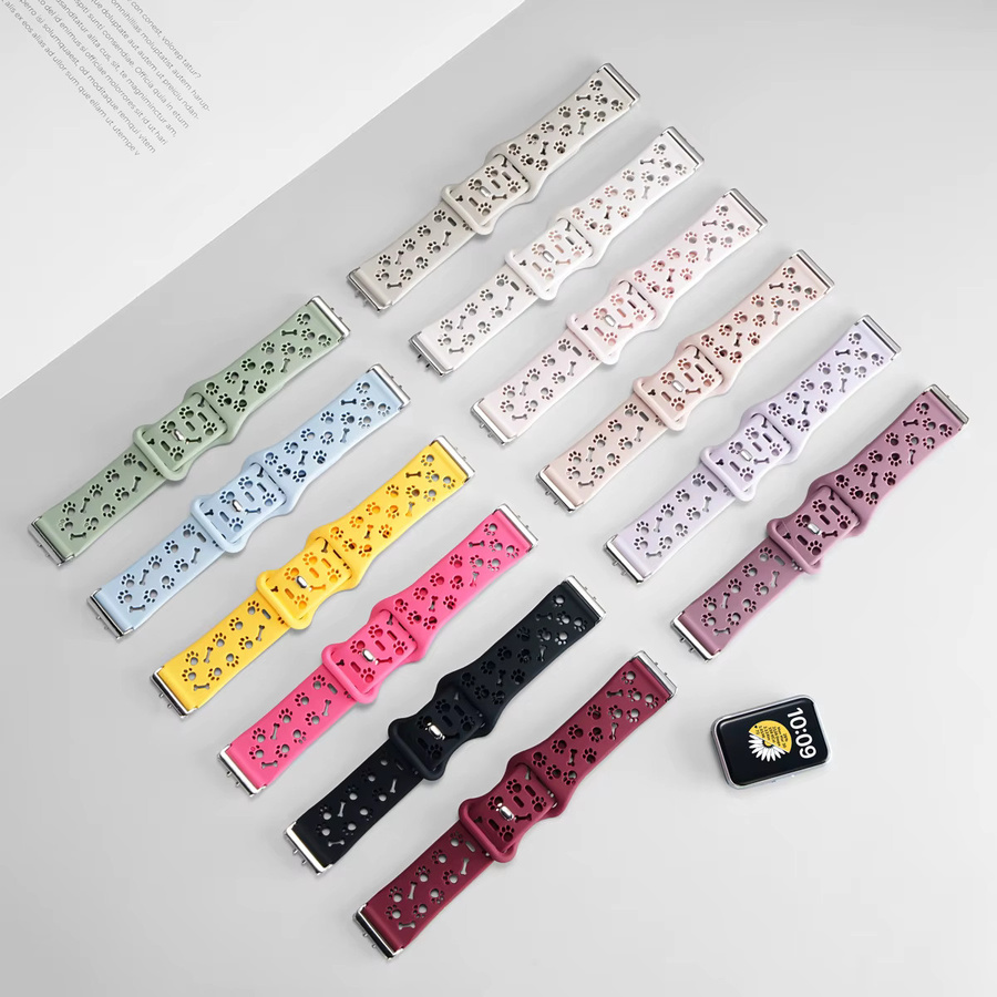 CAOWTAN Uhrenarmband Silikon, Hundepfoten, Weiß, Damen, Samsung Galaxy Fit 3 - Bild 2