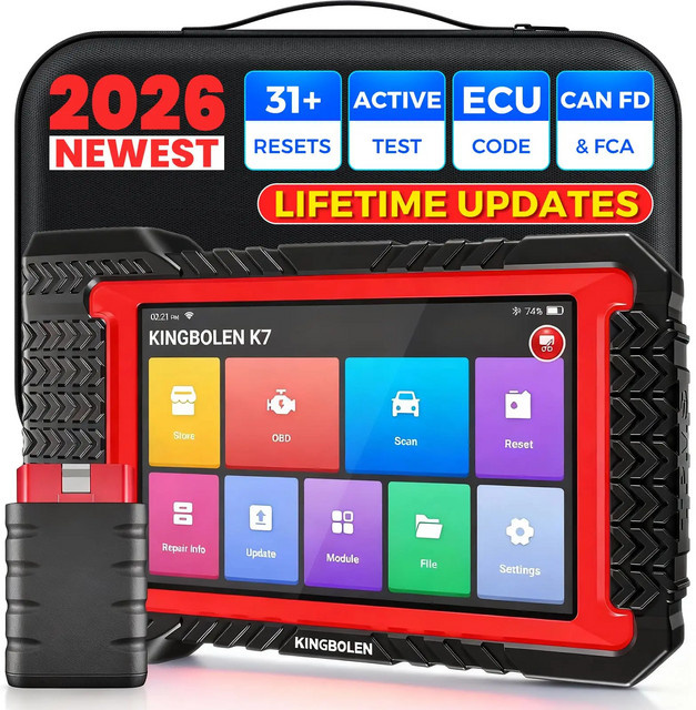 KINGBOLEN K7 Bluetooth OBD2 Scanner Bidirektionales Diagnose-Scan-Tool in Schwarz mit 31 Reset-Funktionen für alle Systeme, CAN FD und FCA AutoAuth - Bild 1