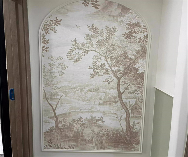 Papier Peint Tapete mit handgezeichnetem Waldmotiv in Schwarz-Weiß für dein Wohnzimmer oder Schlafzimmer - Bild 1