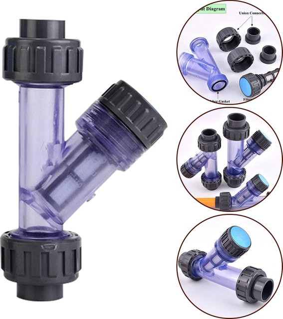 Transparentes PVC Y-Typ Filter-Verbindungsstück für Aquarium und Gartenbewässerung Durchmesser: 20 bis 63 mm - Bild 1