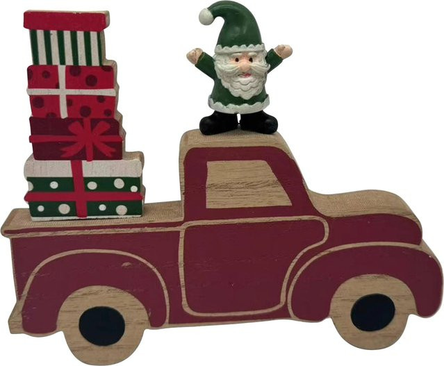 Mömax Dekowagen Santa für Weihnachten in Grün, Rot und Naturfarben - Bild 1