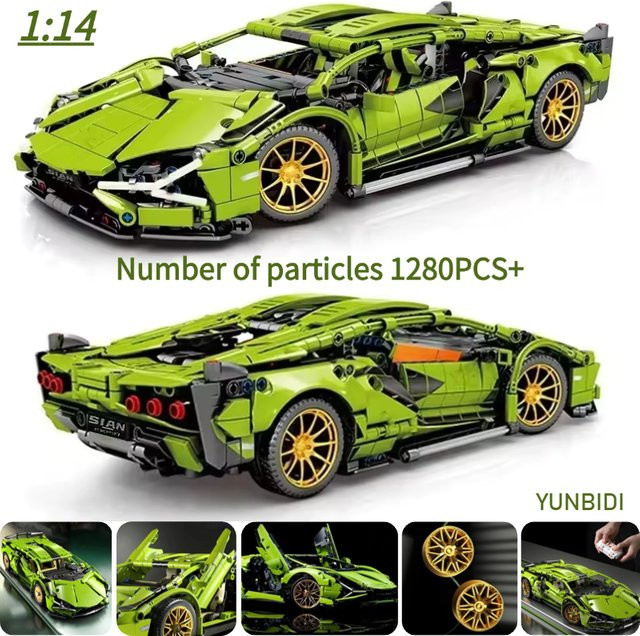 YUNBEIDI Technologie Rennwagen Block Modell, 1280 Teile, 1:14 Maßstab - Bild 1