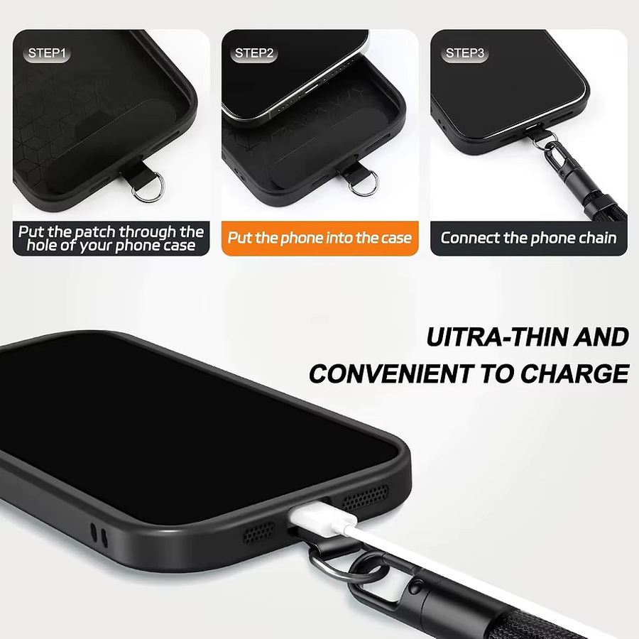 WSSHE Universelles Telefon-Lanyard mit Clip und 360 Grad drehbarem Anti-Drop Hals- und Umhängegurt, verstellbar, in Schwarz oder Lila - Bild 4