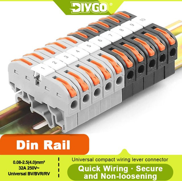 DIY GO DIN-Schienen-Klemmenblock PCT-211 mit Nummernstreifen-Kit universeller kompakter Leiter-Schnellverbinder - Bild 1