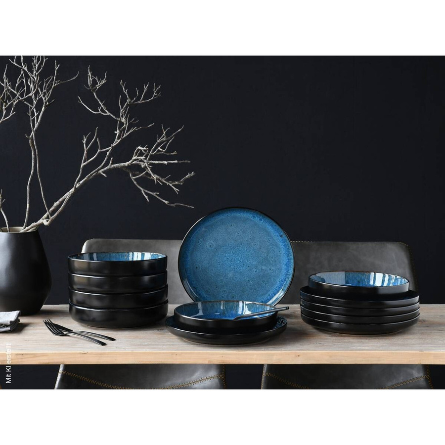 CreaTable Tafelservice Nordic Fjord aus Steinzeug, 12-teilig, blau - Bild 2